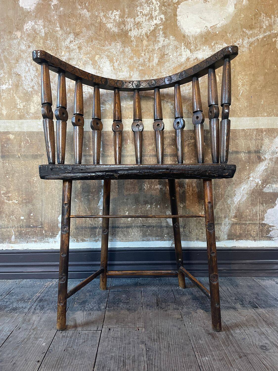 Circa Early 19th Century Century Welsh Vernacular Stick Back Hedge Chair