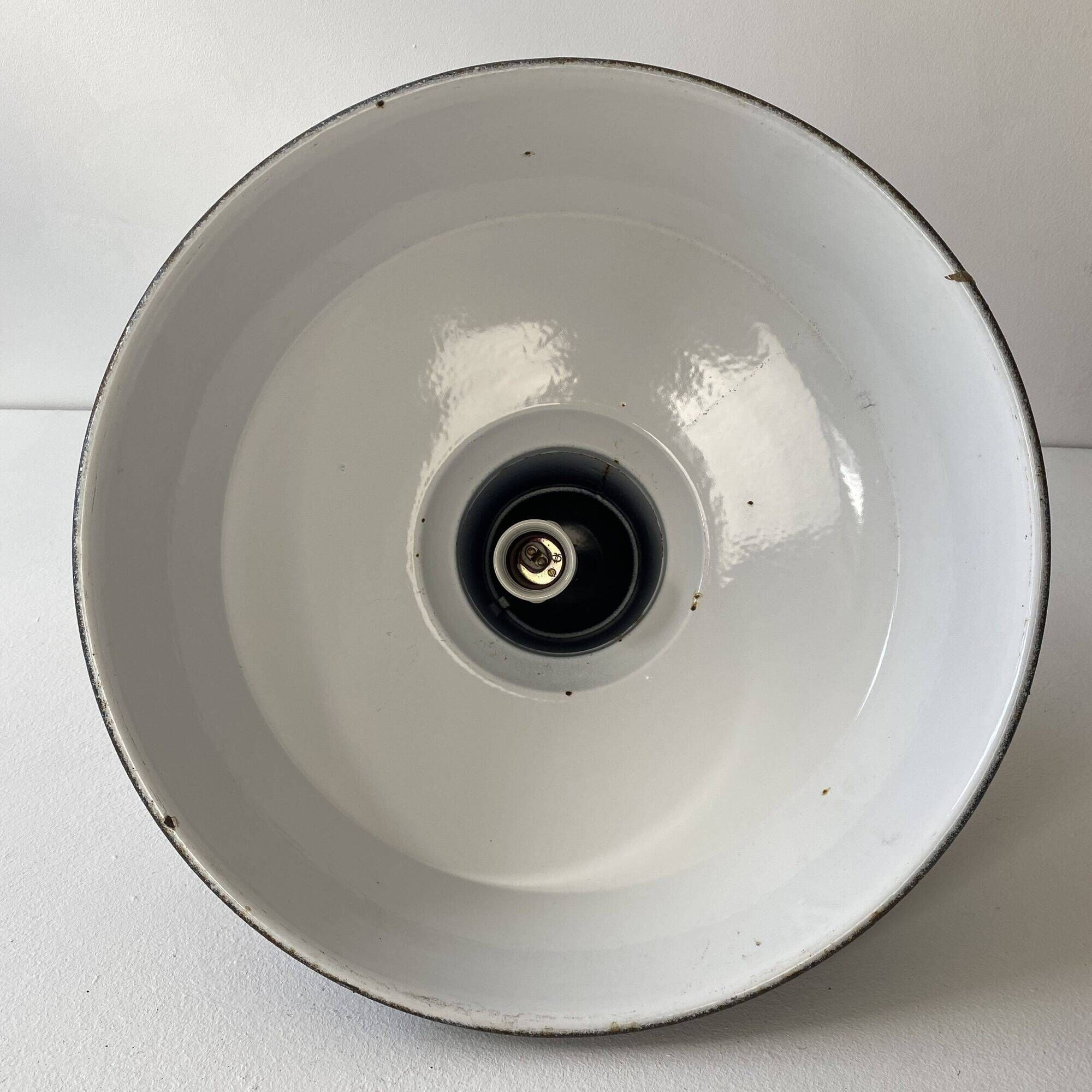 Pair of old industrial suspension lights xxl 40 cm