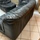 Vintage Black Leather Sofa Design Circa 1980