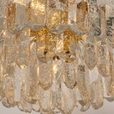 Luminaire en laiton doré, verre cristal Palazzo, Kalmar, Autriche, 1970