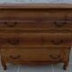 Commode 3 tiroirs en bois massif naturel et poigné noir -Totalement restaur
