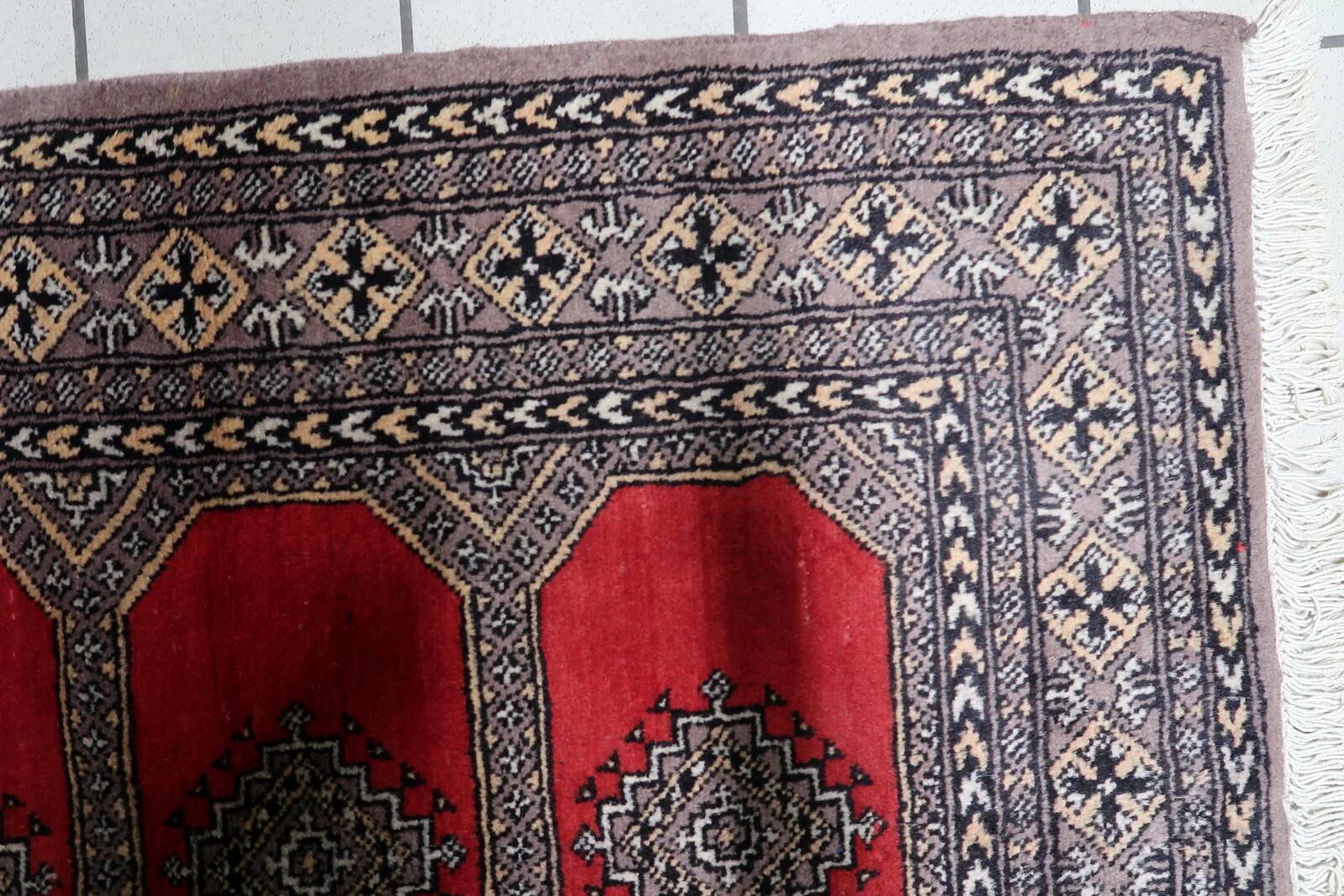 Vintage Uzbek Bukhara rug 92cm x 140cm 1960s