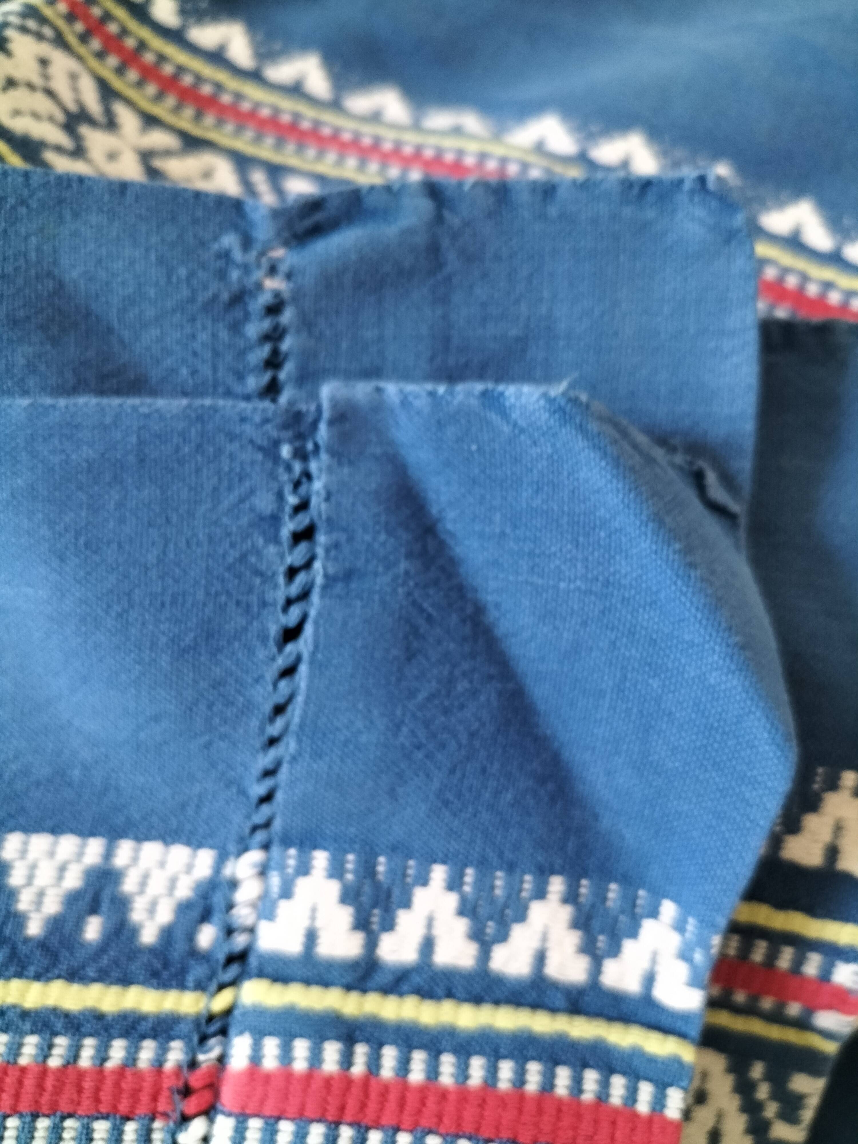 grande nappe et 11 serviettes vintage basque bleu indigo,