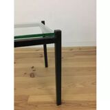 Modernist coffee table 50s black metal and glass