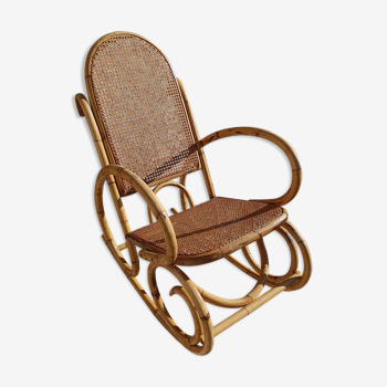 Rocking chair bamboo adult canning