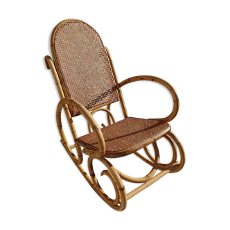 Rocking chair bambou cannage adulte