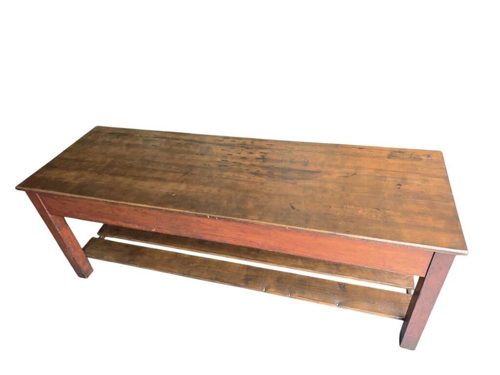 Comptoir de magasin/table de travail vintage en bois