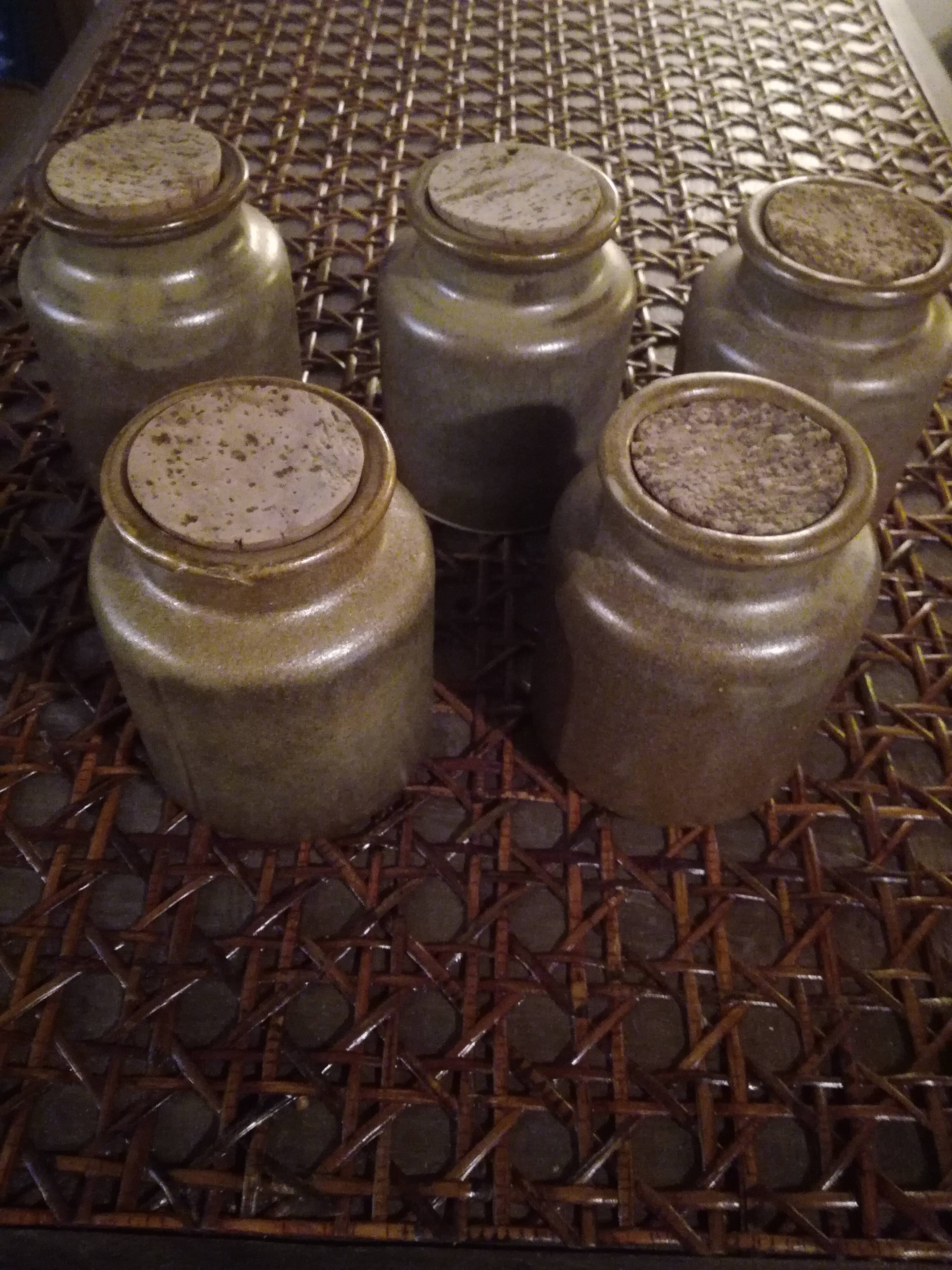 5 spice pots in sandstone