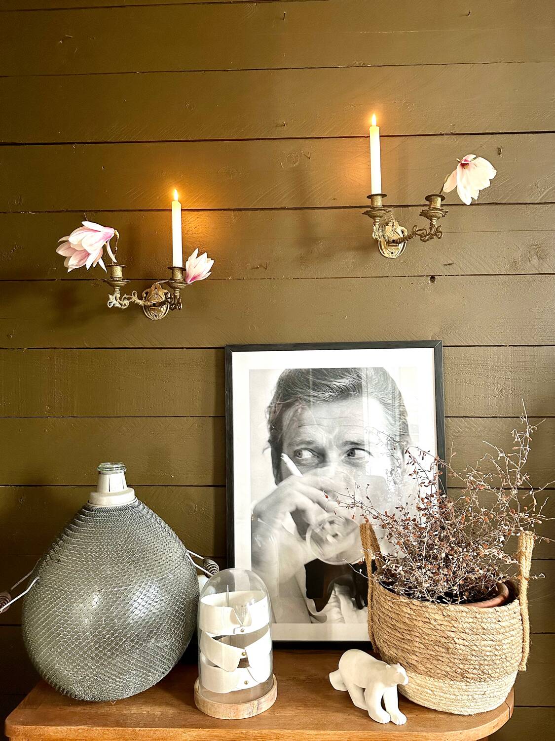 Pair of brass wall candle holders