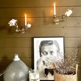 Pair of brass wall candle holders
