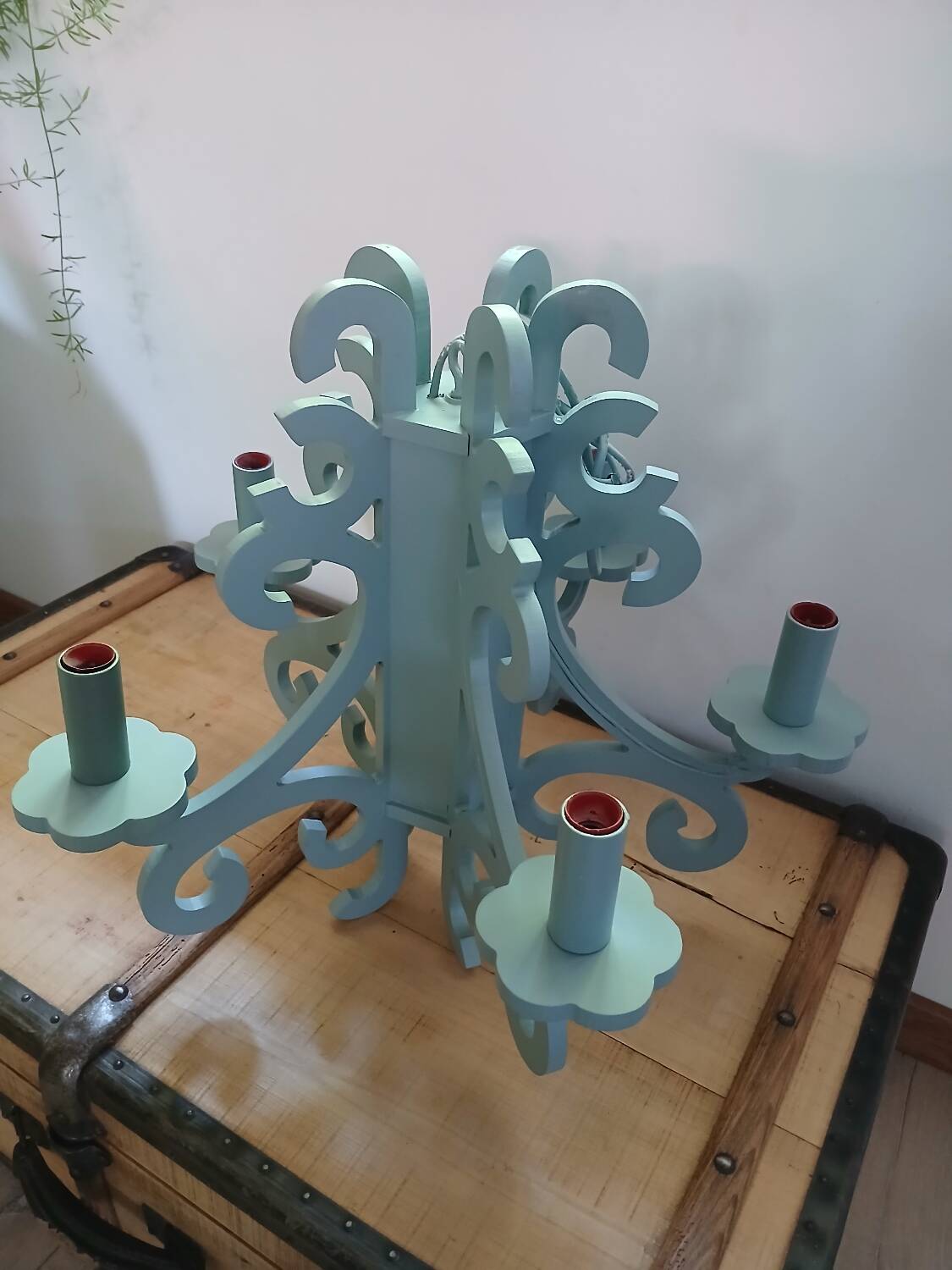 Gustavian style wooden chandelier