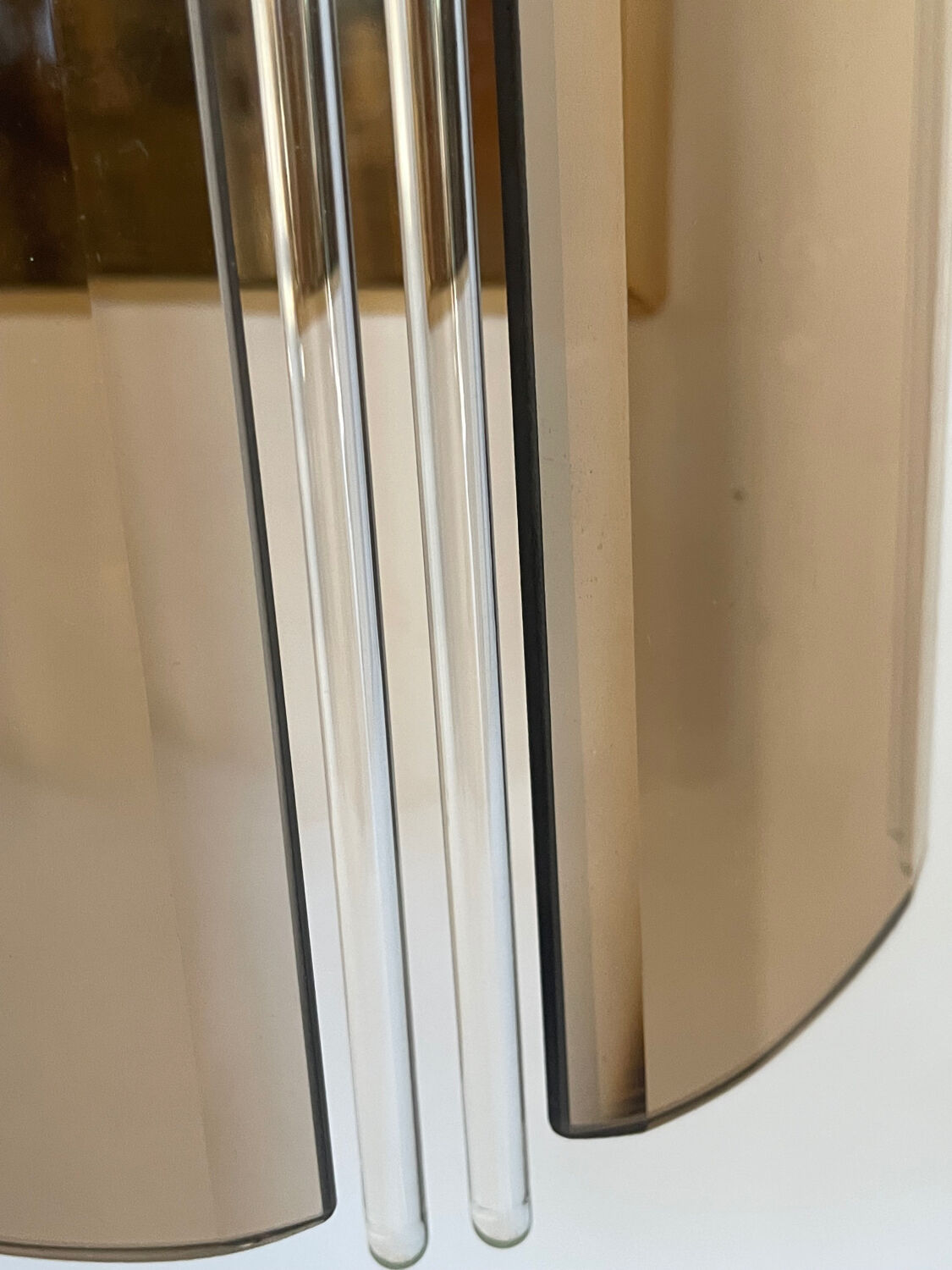 Pair of Italian smoked glass wall lights 1970