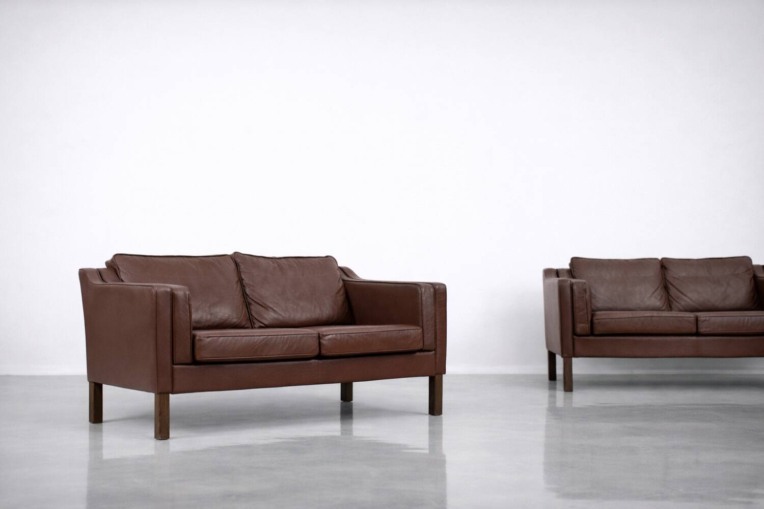Vintage Mid-Century Scandinavian Modern Brown Leather Sofa, 1970s