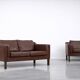 Vintage Mid-Century Scandinavian Modern Brown Leather Sofa, 1970s
