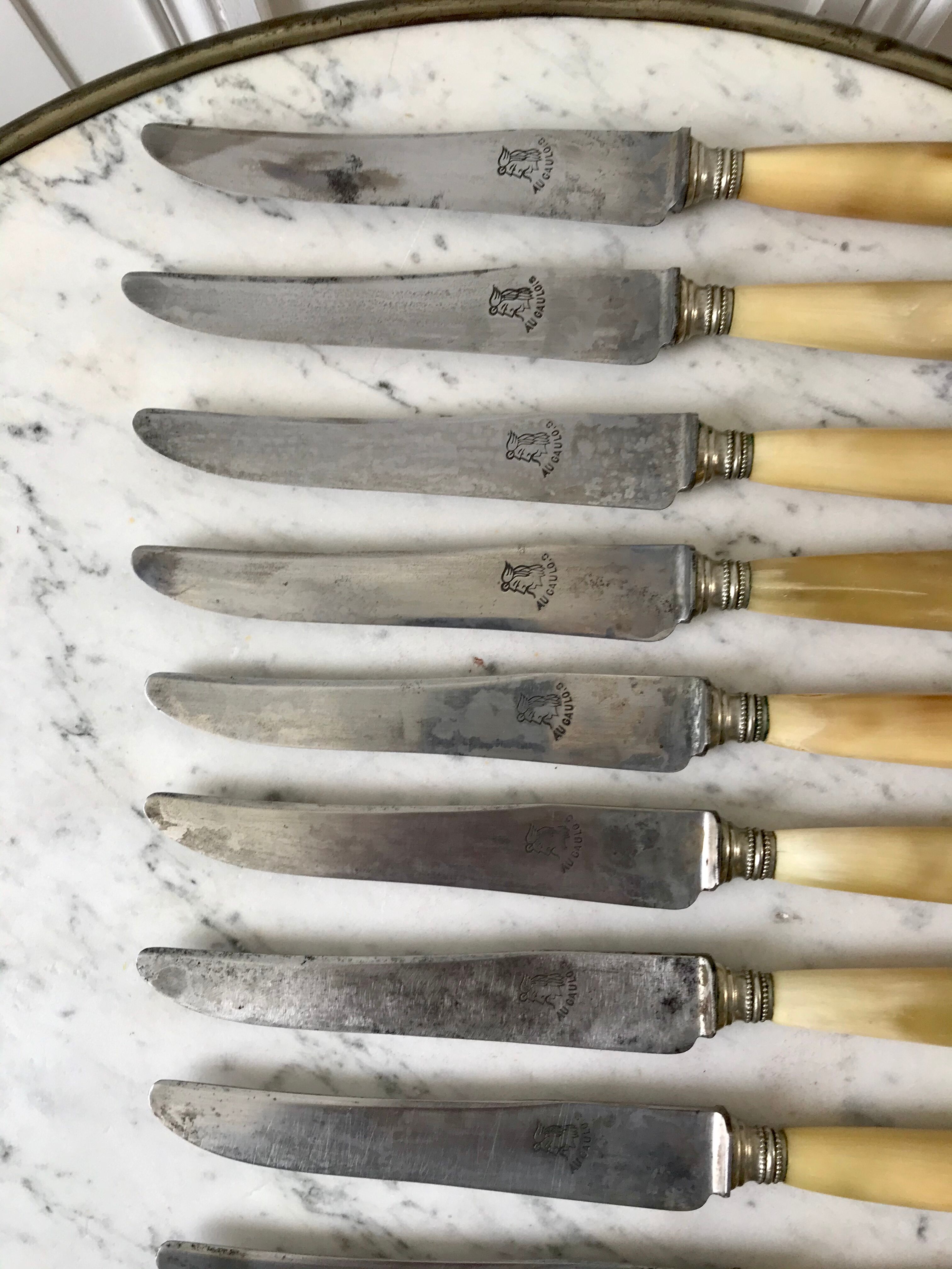 Set of 12 horn knives 50s