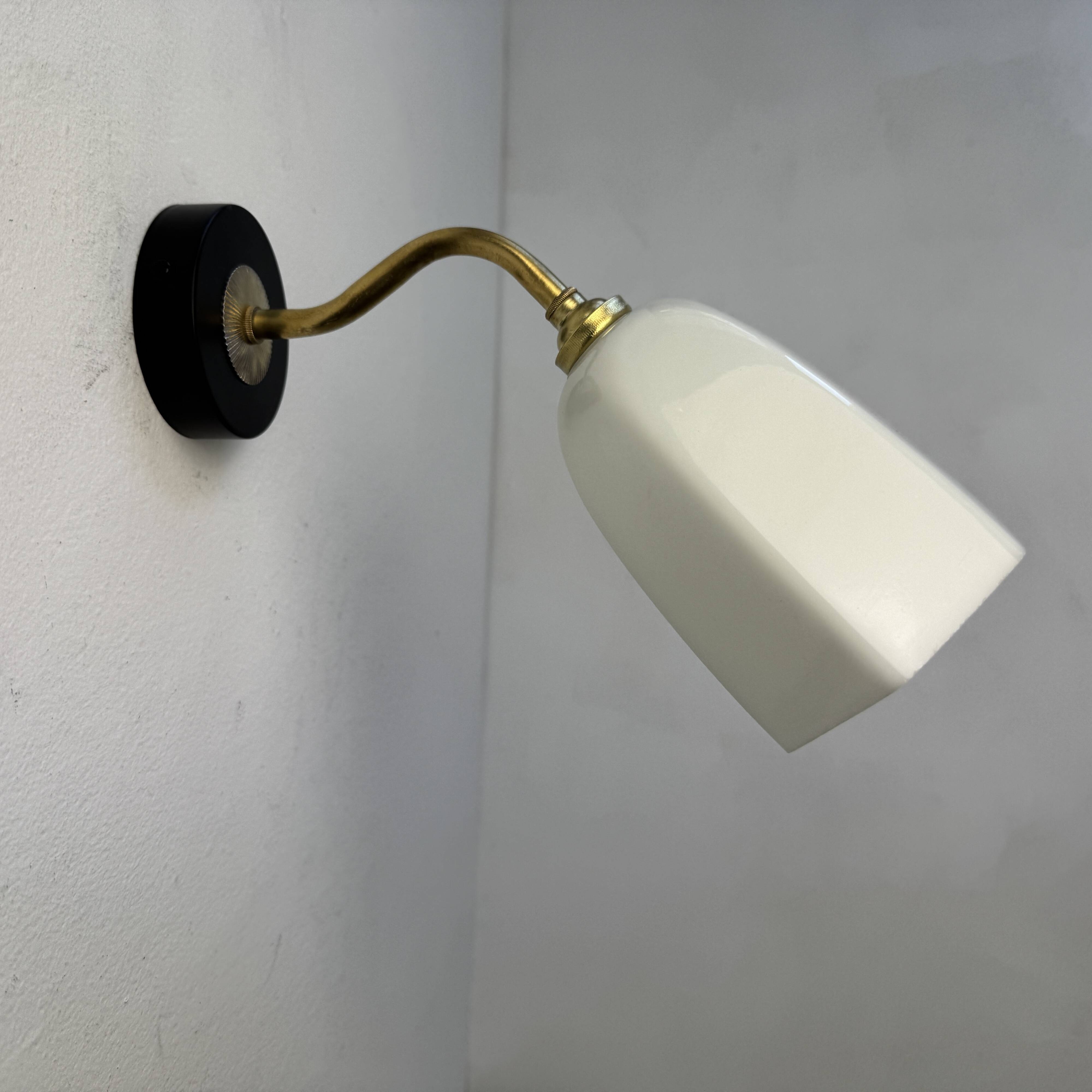 Vintage opaline swan neck wall lamp
