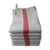 Set of 6 antique tea towels lined with ml