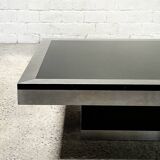 Table basse italienne en aluminium brossé, années 1970