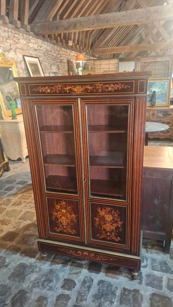 Napoleon III marquetry display cabinet