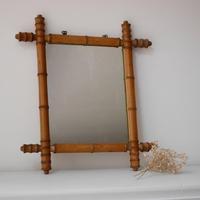 Bamboo-style wooden mirror