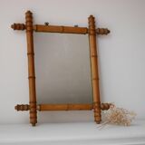 Bamboo-style wooden mirror