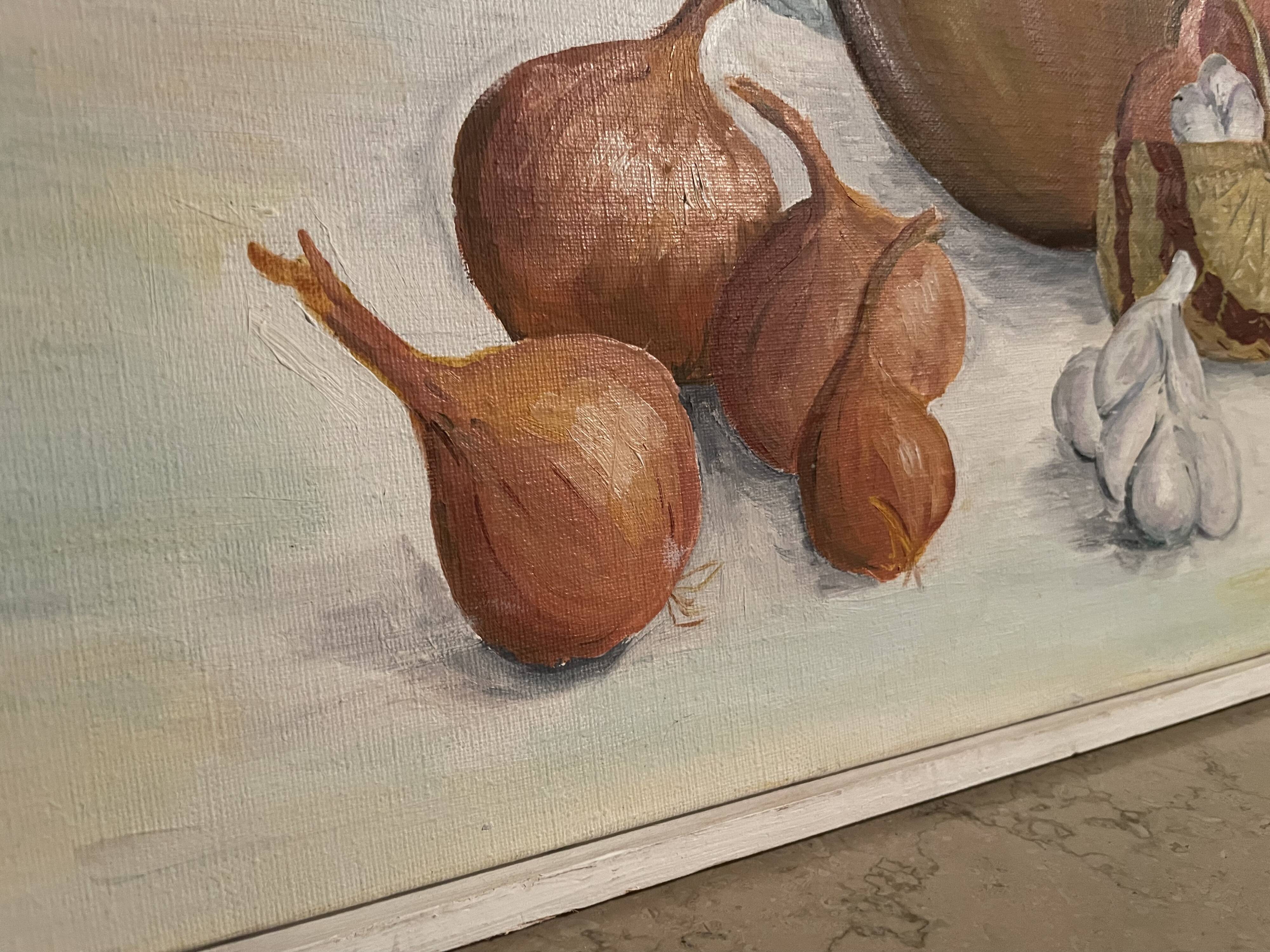 Still life with garlic and onions