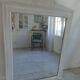 Antique trumeau mirror with pearl grey and powdered white patina