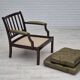 Fauteuil scandinave, état d'origine, meuble en cuir vert, bois de teck massif, années 1970