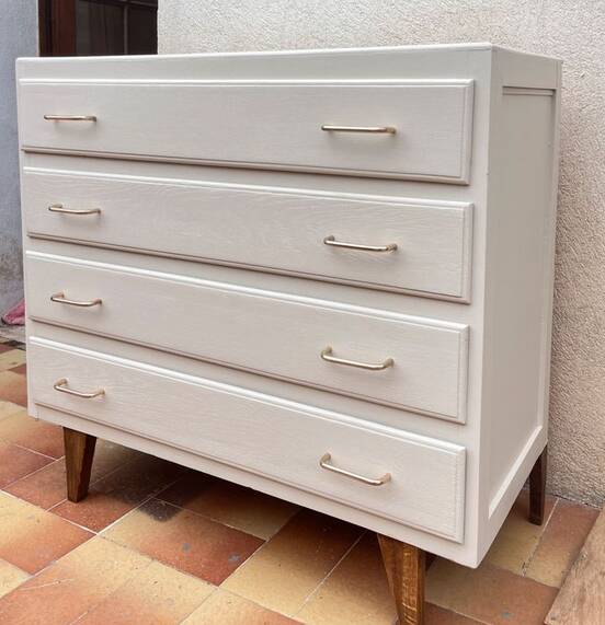 Commode vintage restaurée beige