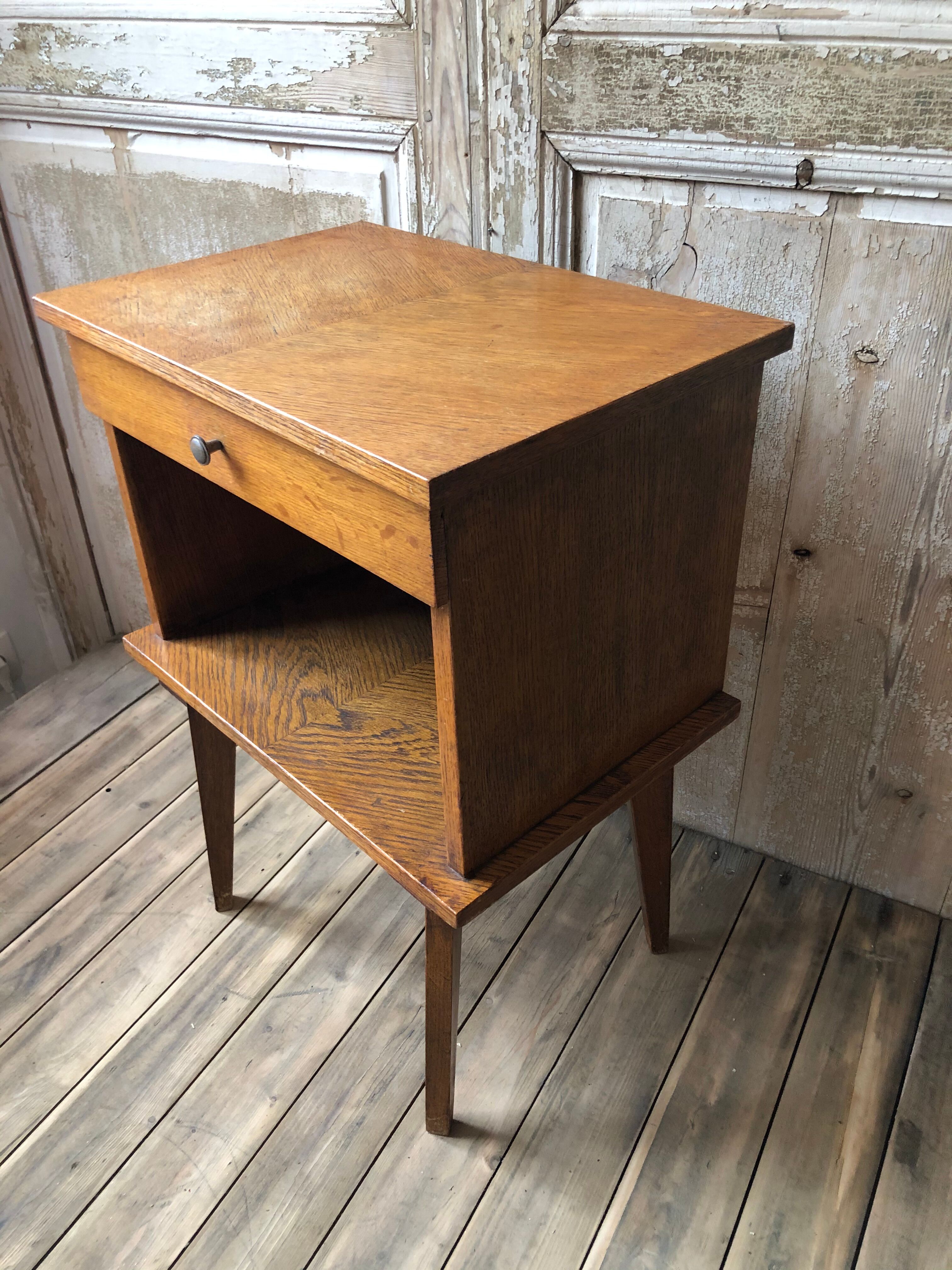 Vintage bedside feet oak compass