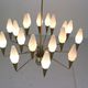 Italian mid-century modern brass and opaline glass chandelier, 1960