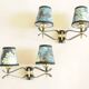 Pair of vintage black and gold wall lights - 18th century foliage lampshade