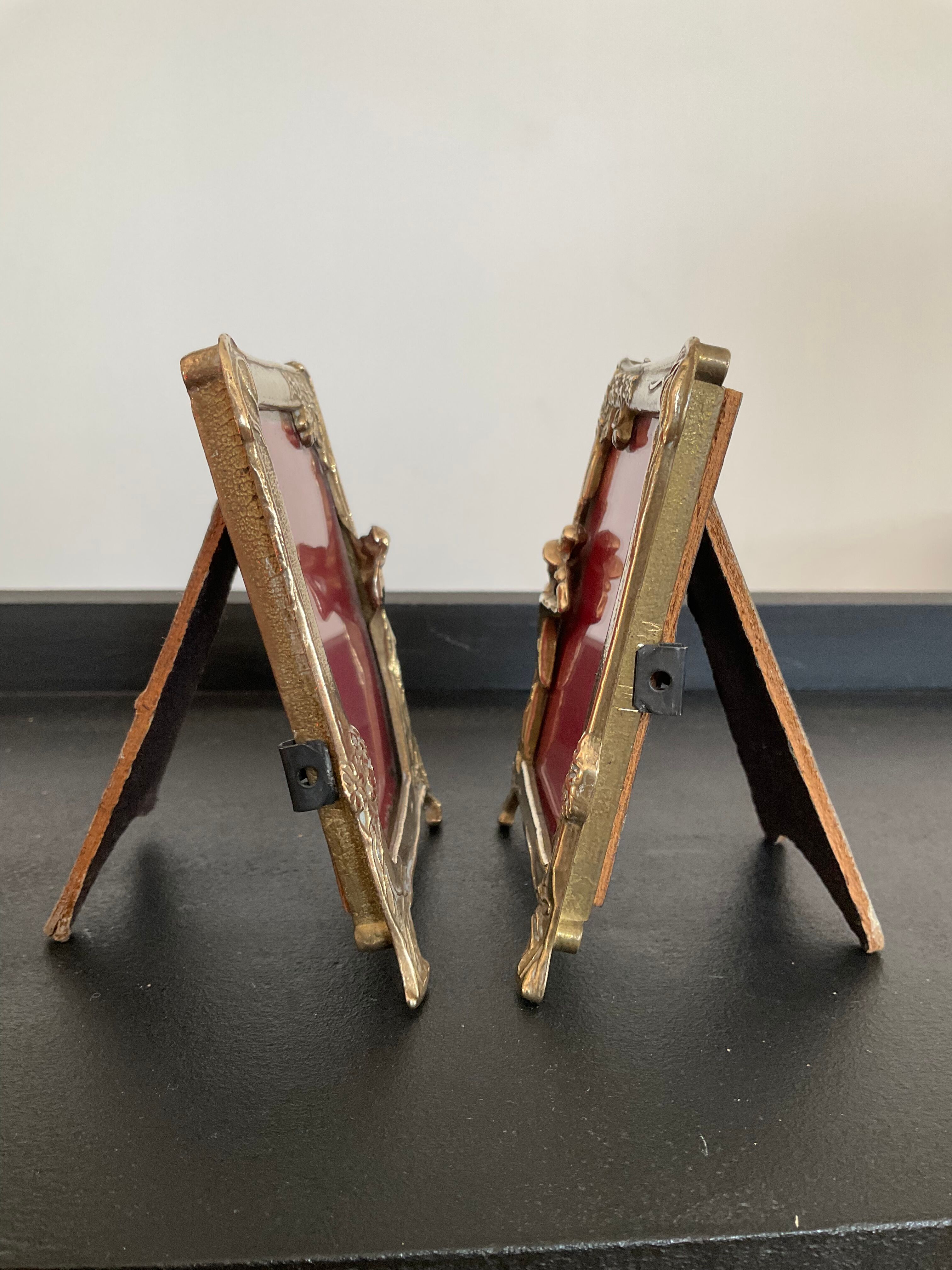 Duo of bronze art deco frames