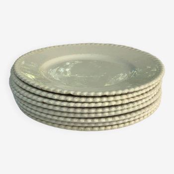 Set of 8 small white plates