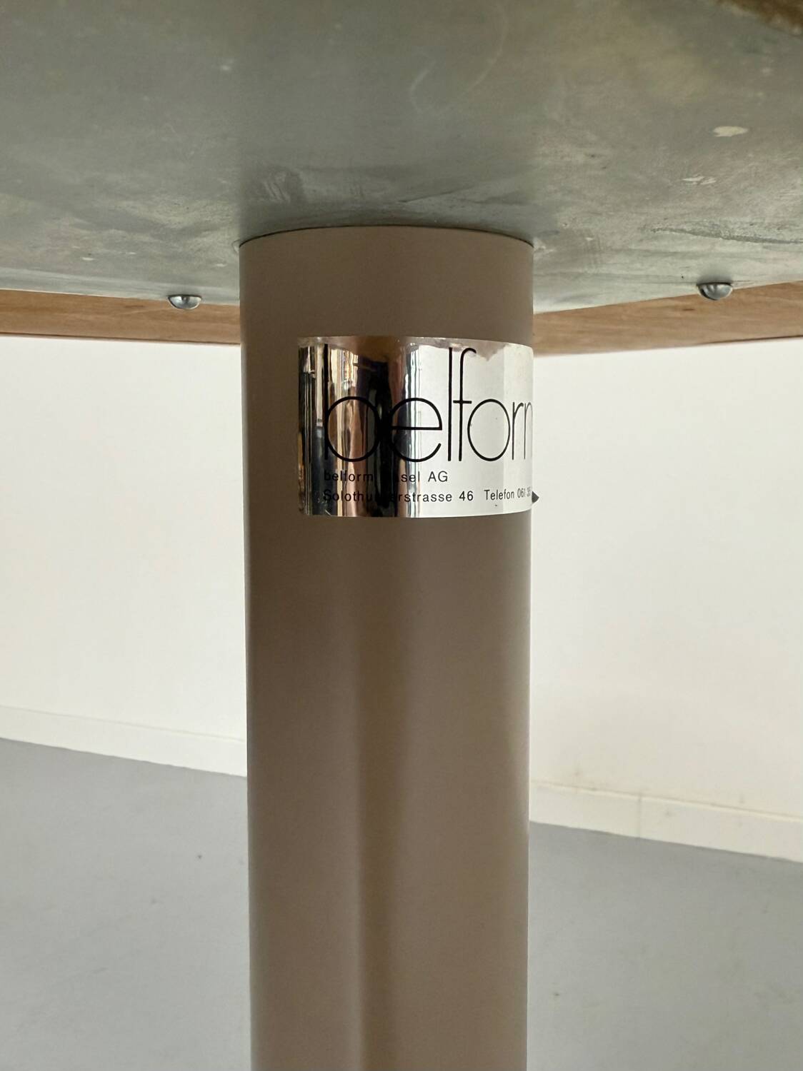Belform small wooden and metal dining table from the 80s