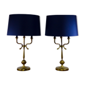 Pair of lamps a sets of dolphins bouillotes