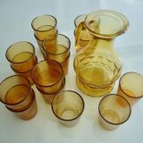 Carafe service and 15 vintage glasses