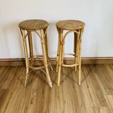 Pair of high rattan stools