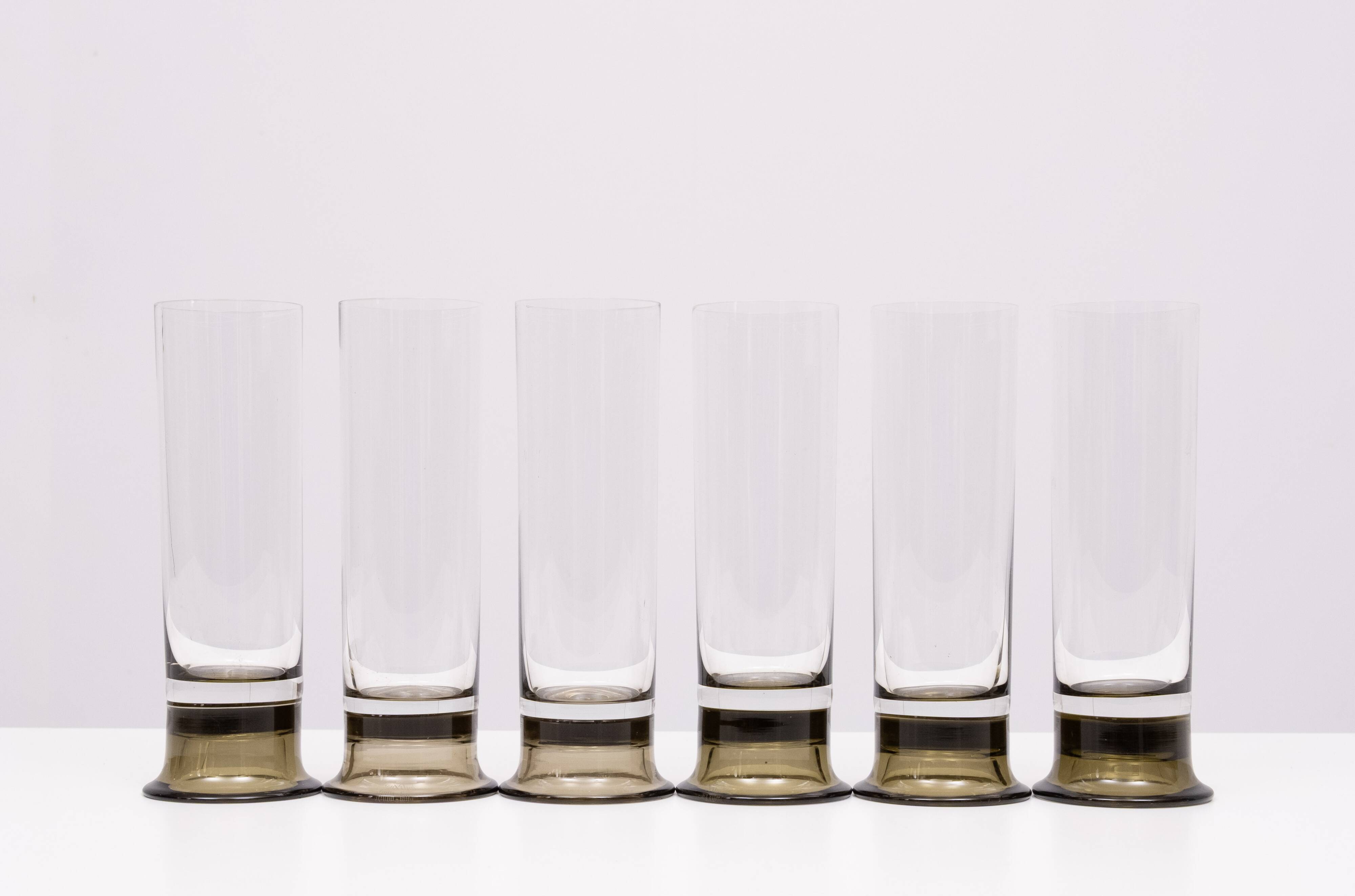 Set of Six Smoked Glass Beer Glasses by Rosenthal, 1970s