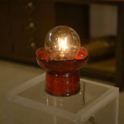 Red ceramic table lamp by Guillerme and Chambron 1980s