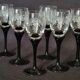 Set of 6 two-tone liqueur glasses with engraved glass foot