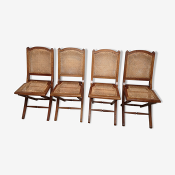 4 Wooden and canning folding chairs