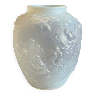 Vase  aux oiseaux opalescent Muller