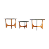 Set of 3 sculptural walnut side tables