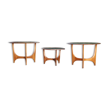 Set de 3 tables d'appoint sculpturales en noyer