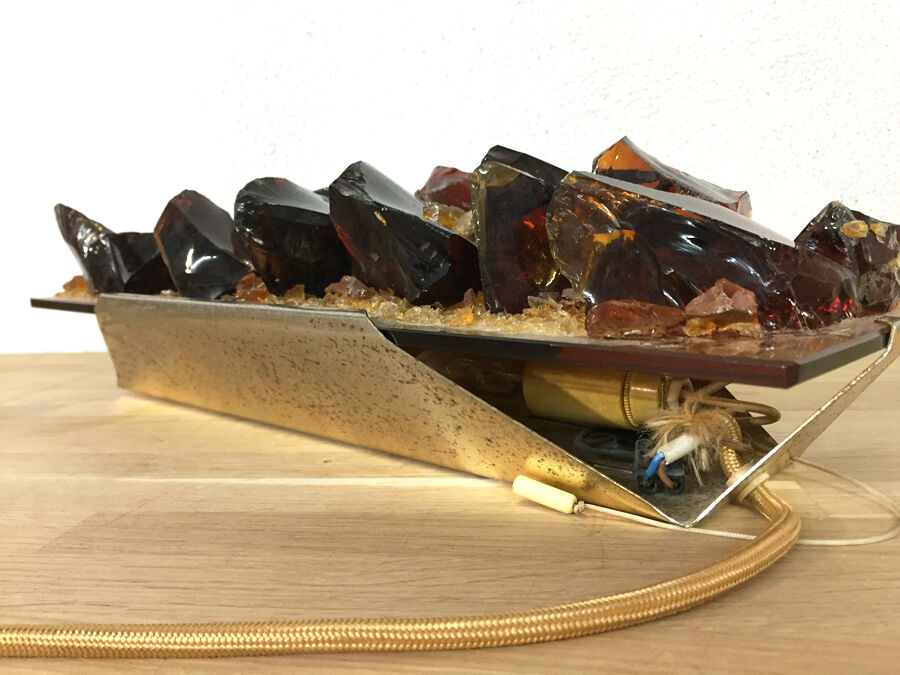 Glass and brass wall sconce, 1970