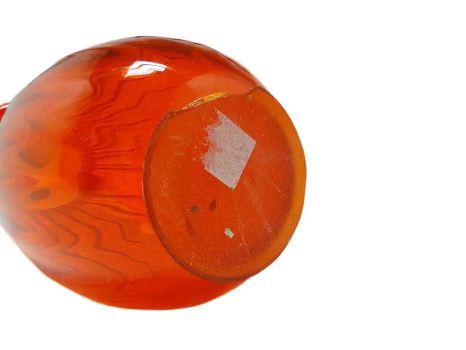 ABM Vase, mid-century modern, orange glass, Poland, 1970s