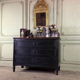 Louis XVI chest of drawers in black patinated oak, 18th century
