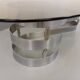 Vintage oval coffee table in smoked glass and chrome metal from the 1970s.