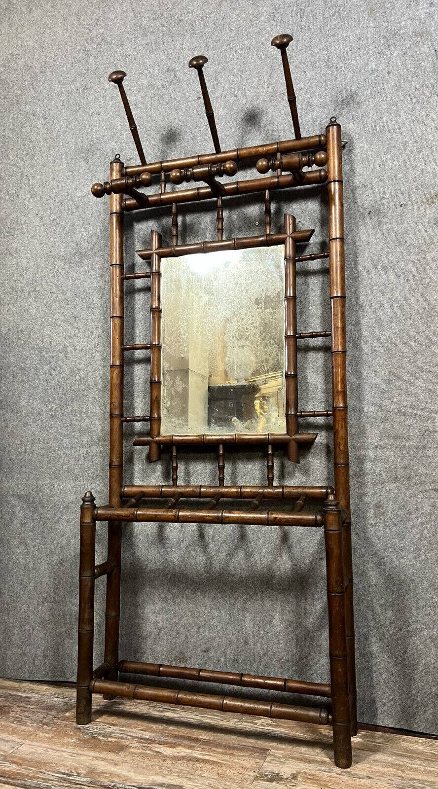 Coat rack with Chinese style bamboo umbrella stand circa 1880